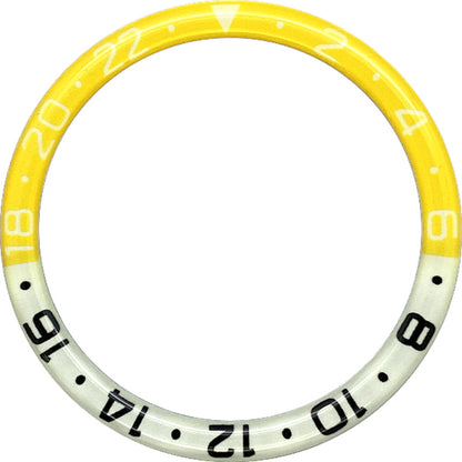 SKX007/SRPD 38*31.5mm Resin Bezel insert: Yellow/White GMT Style