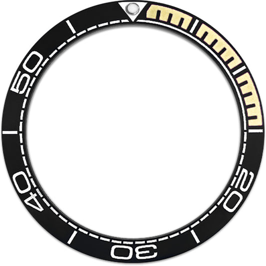 SKX007/SRPD 38*30.7mm Ceramic Bezel insert: Black/Yellow PO