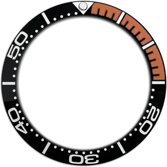 SKX007/SRPD 38*30.7mm Ceramic Bezel insert: Black/Orange PO