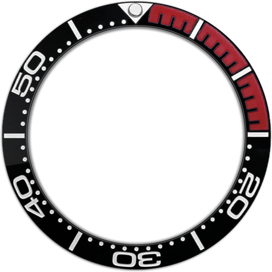 SKX007/SRPD 38*30.7mm Ceramic Bezel insert: Black/Red PO