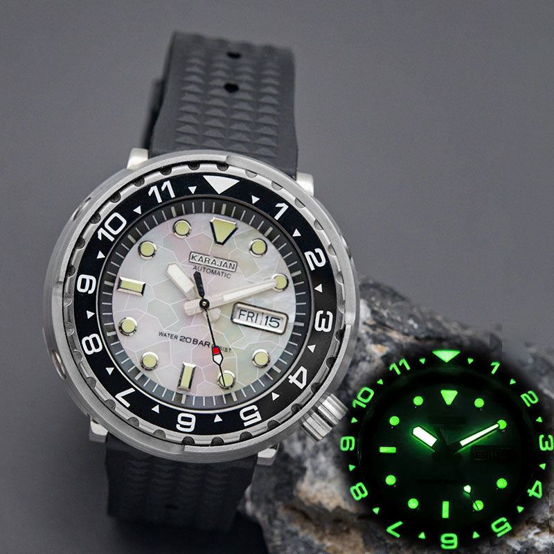 KARAJAN Mod Silver Tuna Luminous Dive Watch