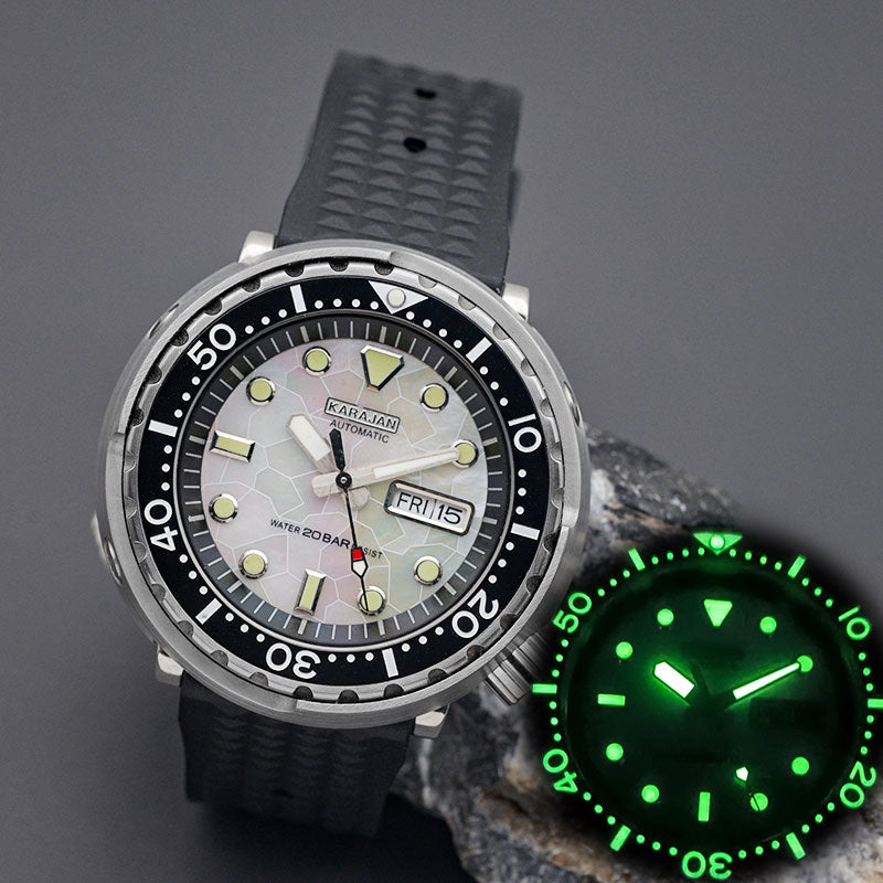 KARAJAN Mod Silver Tuna Luminous Dive Watch