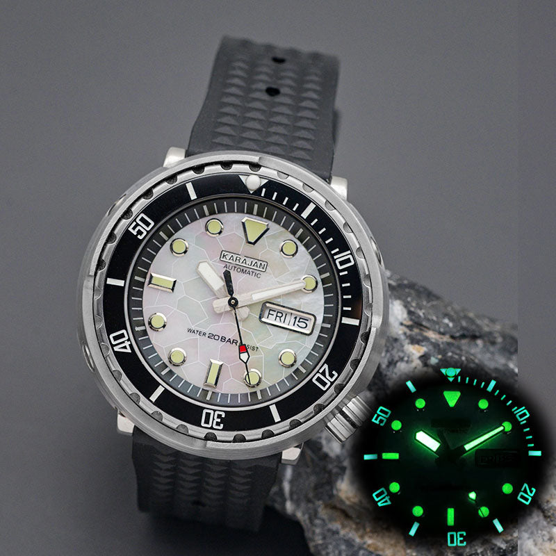 KARAJAN Mod Silver Tuna Luminous Dive Watch