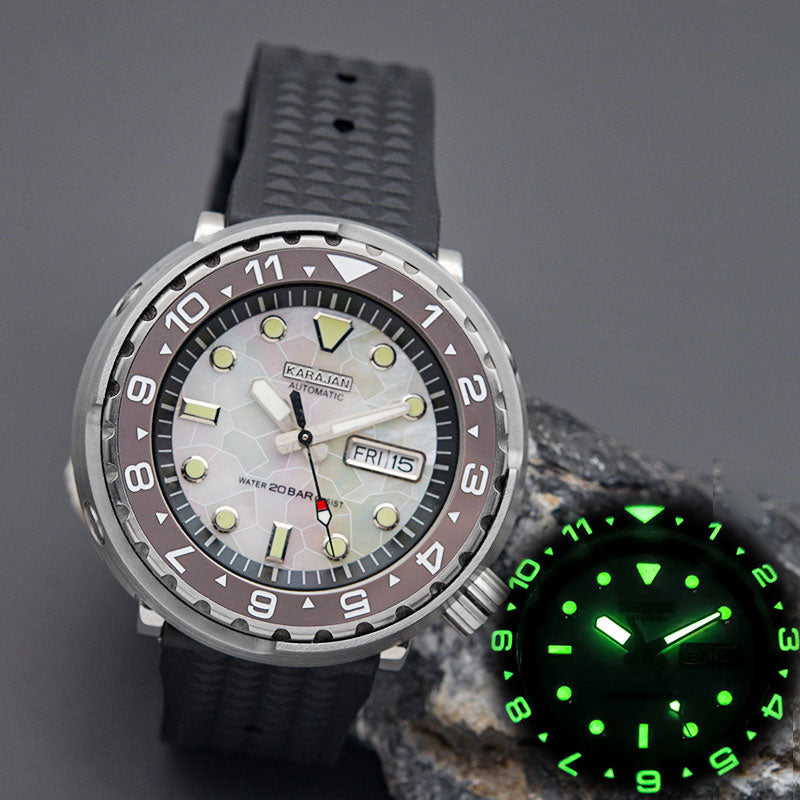 KARAJAN Mod Silver Tuna Luminous Dive Watch