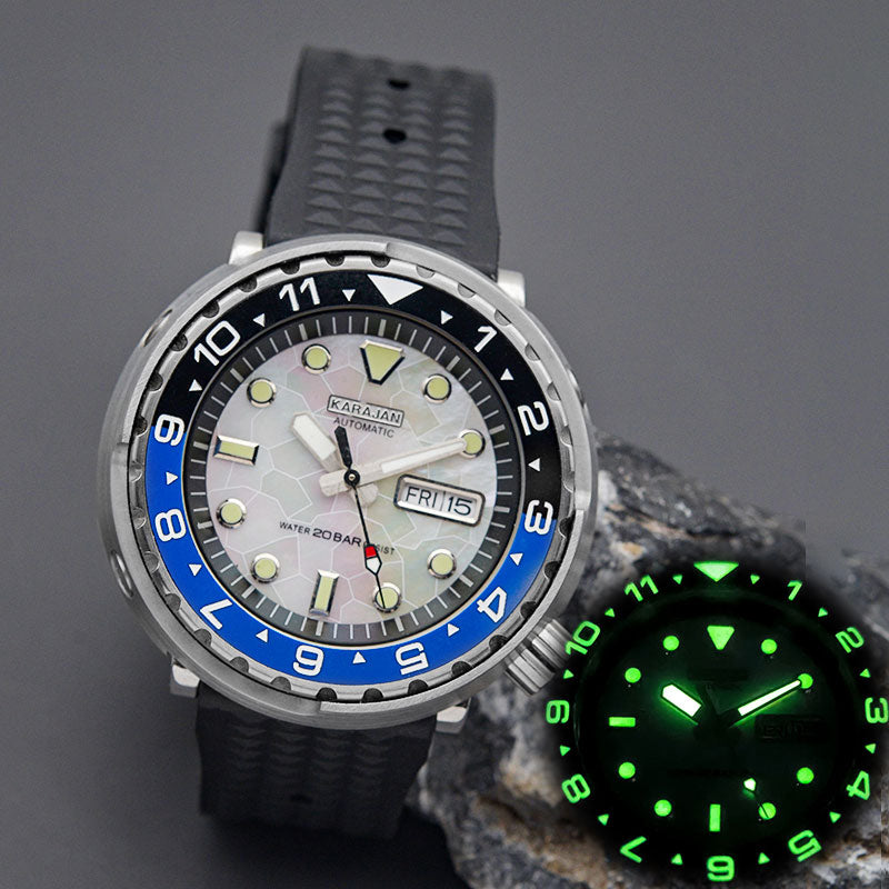 KARAJAN Mod Silver Tuna Luminous Dive Watch