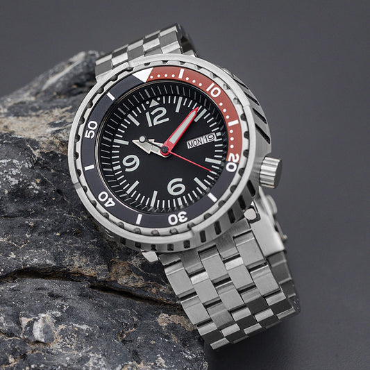 W1002 Black-Red Automatic Dive Watch