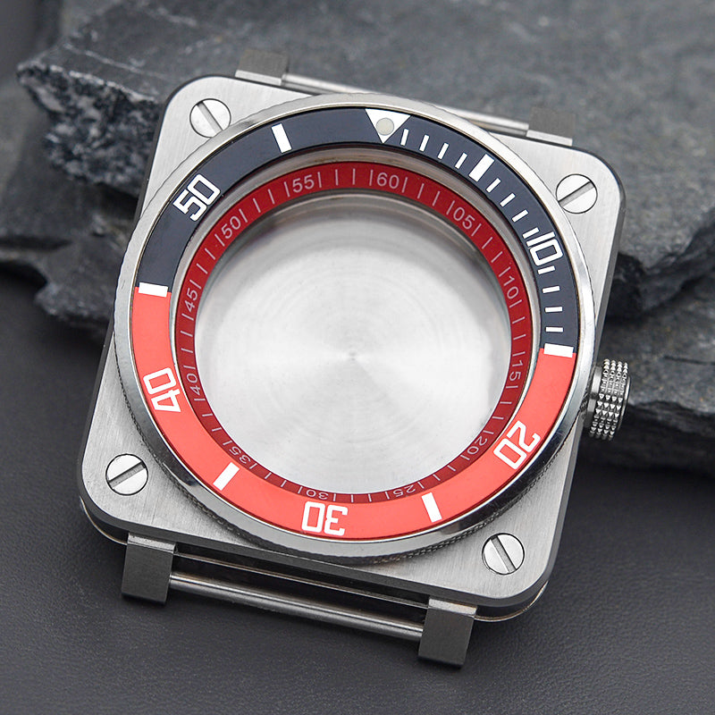 Watch Case Inner Bezel Silver Square Case with Knurled Bezel Watch Case Set – KARAJAN
