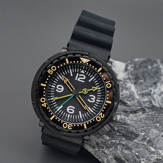 W1003 Vintage Gold Automatic Dive Watch with Rubber Strap