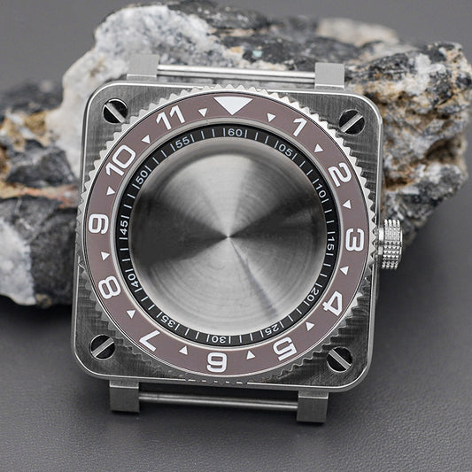 Silver Square Case Watch Case Set with Bezel Insert