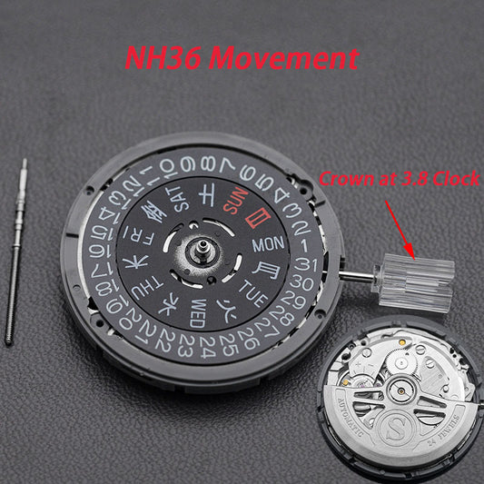 Modified: Black day-date indicator Custom S Rotor for NH36 (3.8 o'clock crown)