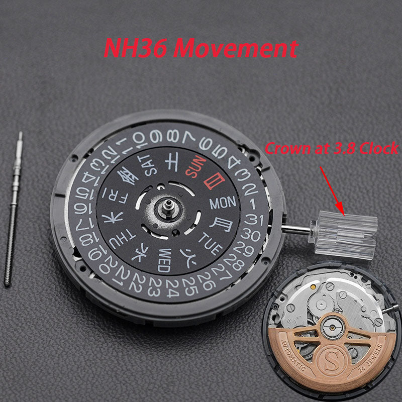 Modified: Black day-date indicator Custom S Rotor for NH36 (3.8 o'clock crown)