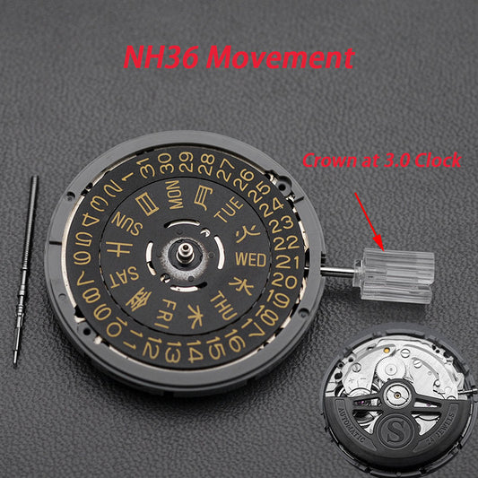 Modified: Black day-date indicator Custom S rotor for NH36 (3.0 o'clock crown)