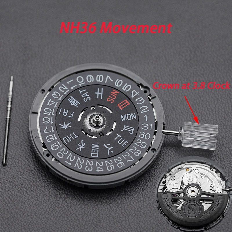 Modified: Black day-date indicator Custom S Rotor for NH36 (3.8 o'clock crown)