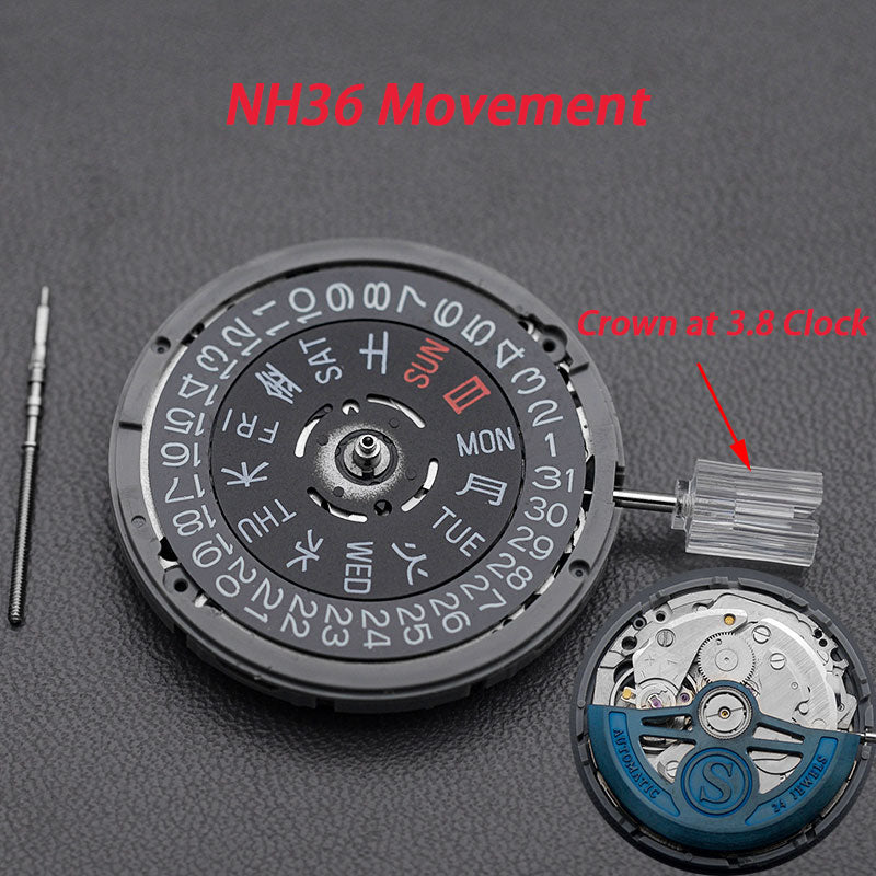 Modified: Black day-date indicator Custom S Rotor for NH36 (3.8 o'clock crown)